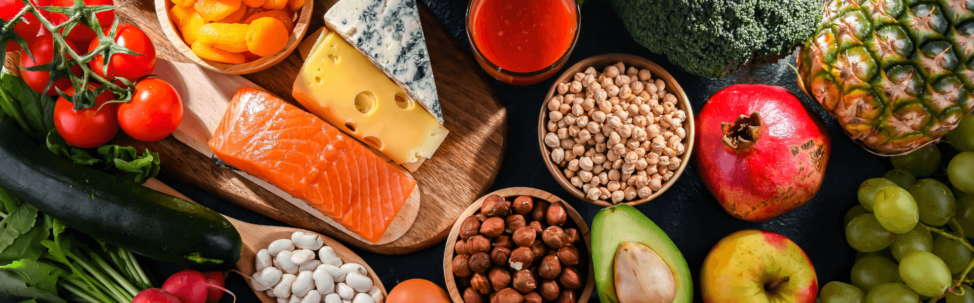 Übersicht über die Bestandteile gesunder Ernährung im Rahmen der Orthomolekularmedizin in München.